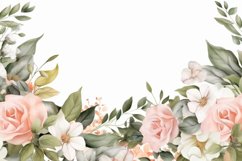 Watercolor Floral Border for wedding invitations Product Image 2