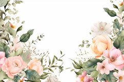 Watercolor Floral Border, Wedding card illustration Product Image 2