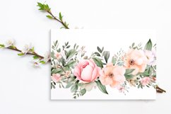 Watercolor Floral Border, Wedding card illustration Product Image 1
