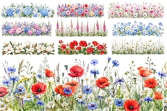 Watercolor Floral Border Sublimation PNG Product Image 1