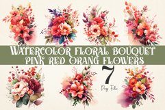 Watercolor floral bouquet pink red orang flowers sublimation Product Image 1
