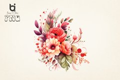 Watercolor floral bouquet pink red orang flowers sublimation Product Image 3