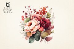 Watercolor floral bouquet pink red orang flowers sublimation Product Image 4