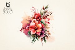 Watercolor floral bouquet pink red orang flowers sublimation Product Image 5