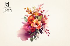 Watercolor floral bouquet pink red orang flowers sublimation Product Image 6