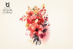 Watercolor floral bouquet pink red orang flowers sublimation Product Image 7