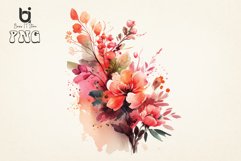 Watercolor floral bouquet pink red orang flowers sublimation Product Image 8