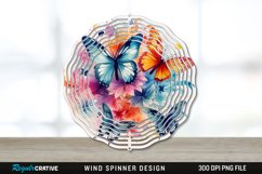 Watercolor Floral Butterflies Wind Spinner Sublimation PNG Product Image 1