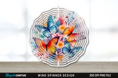 Watercolor Floral Butterflies Wind Spinner Sublimation PNG Product Image 1