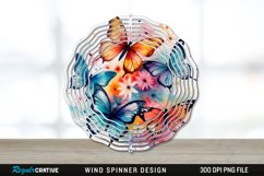 Watercolor Floral Butterflies Wind Spinner Sublimation PNG Product Image 1