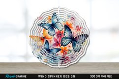 Watercolor Floral Butterflies Wind Spinner Sublimation PNG Product Image 1