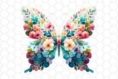 Watercolor Floral Butterfly Clipart Sublimation