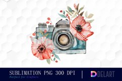 Floral Camera Watercolor Clipart Product Image 1