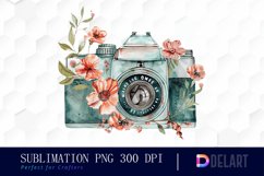 Floral Camera Sublimation PNG Clipart Product Image 1