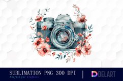 Floral Camera Sublimation PNG Clipart Product Image 1