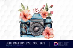 Floral Camera Sublimation PNG Clipart Product Image 1