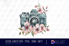 Floral Camera Sublimation PNG Clipart Product Image 1