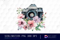 Floral Camera Watercolor Clipart Product Image 1