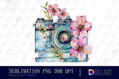Floral Camera Sublimation PNG Clipart Product Image 1