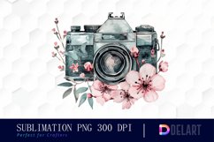 Floral Camera Sublimation PNG Clipart Product Image 1