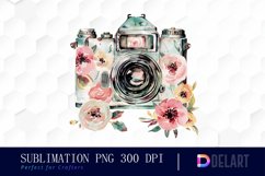 Floral Camera Sublimation PNG Clipart Product Image 1