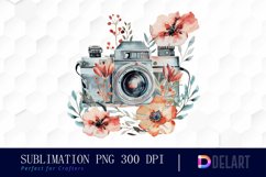 Floral Camera Sublimation PNG Clipart Product Image 1