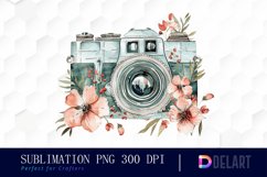 Floral Camera Sublimation PNG Clipart Product Image 1