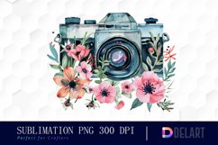Floral Camera Watercolor Clipart Product Image 1