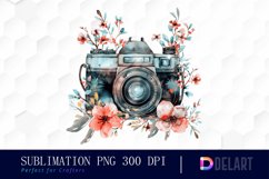Floral Camera Sublimation PNG Clipart Product Image 1
