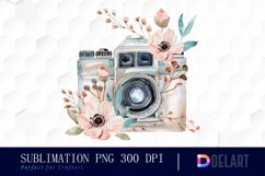 Floral Camera Sublimation PNG Clipart Product Image 1