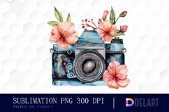 Floral Camera Sublimation PNG Clipart Product Image 1