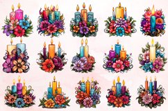 Watercolor Floral Candles Clipart Bundle Product Image 2