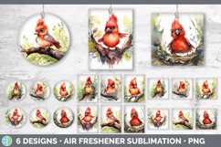 Bundle of six Watercolor Flower Cardinals Air Freshener designs.