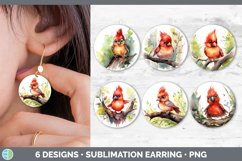 Bundle of six Watercolor Flower Cardinals Round Earrings designs.