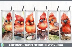 Bundle of six Watercolor Flower Cardinals Tumbler designs.