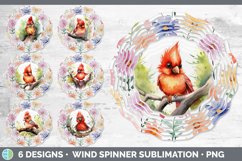 Bundle of six Watercolor Flower Cardinals Wind Spinner designs.