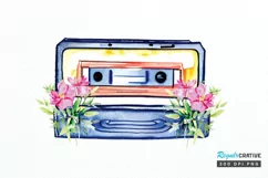 Watercolor Floral Cassettes PNG Clipart Product Image 1