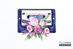 Watercolor Floral Cassettes PNG Clipart Product Image 1