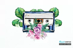 Watercolor Floral Cassettes PNG Clipart Product Image 1