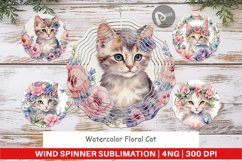 Wind Spinner Watercolor Floral Cat Product Image 1