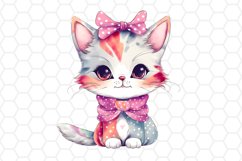 Watercolor Floral Cat Clipart
