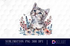 Floral Cat Illustration Clipart Product Image 1