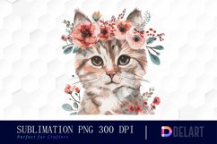 Floral Cat PNG Clipart Product Image 1