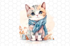 Watercolor Floral Cat Clipart