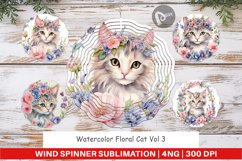 Wind Spinner Watercolor Floral Cat Product Image 1