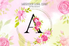 Watercolor Floral Alphabet Clipart. Wedding roses clipart Product Image 1