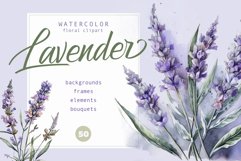 Watercolor Lavender clipart. Product Image 1