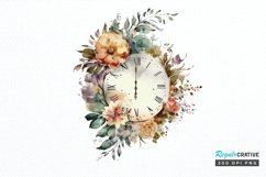 Watercolor Floral Clock PNG Clipart Product Image 1