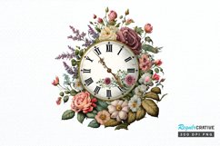 Watercolor Floral Clock PNG Clipart Product Image 1