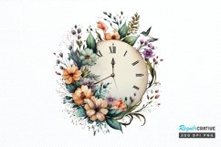 Watercolor Floral Clock PNG Clipart Product Image 1